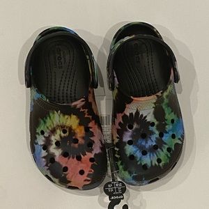 Crocs Clogs Toddler 10 C10 and Youth 3 J3 Black Tie Dye New!